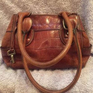 Vintage Fossil Croc Leather Handbag